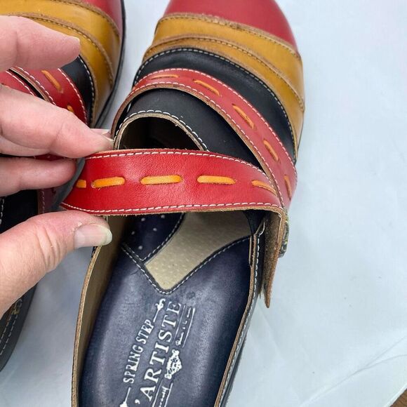 Spring Step Women's Leather Mules - Red, Yellow, Black - Picture 9 of 13